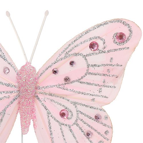 položky Deco motýlik ružový so sľudou 10,5cm 3ks