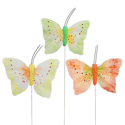 Floristik24 Deko motýle na drôte farebné 8,5cm 12ks