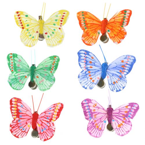 Floristik24 Deko motýle na klipe rôzne farby 6cm 24ks