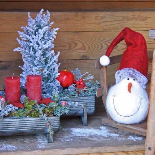 položky Deko snehuliak s klobúkom Adventná dekorácia Vianočná figúrka V38cm
