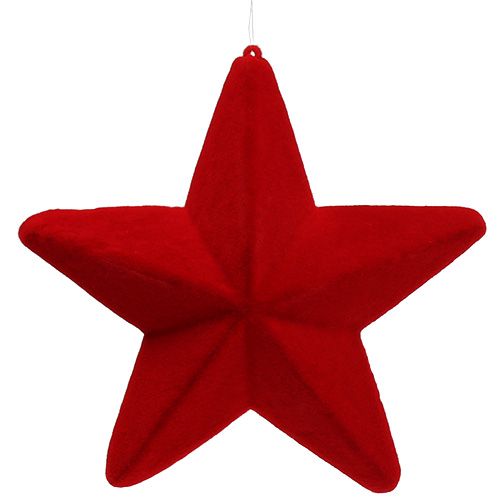 Floristik24 Deco star red flocked 20cm