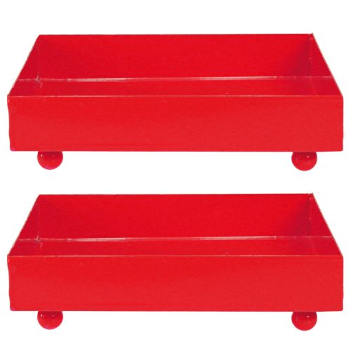 položky Dekoratívny štvorcový podnos červený kovový podnos 15×15cm 2ks