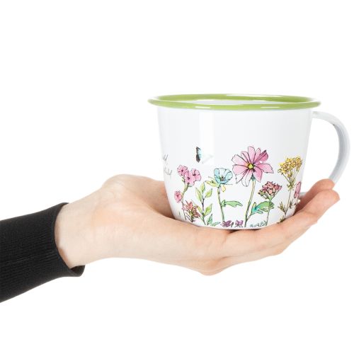 položky Dekoratívny hrnček, smaltovaný kvetináč, Ø11cm V8cm