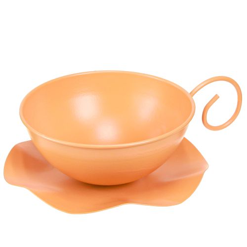 položky Ozdobný pohár Ø16cm V9cm s tanierikom kovová dekorácia oranžová 2ks