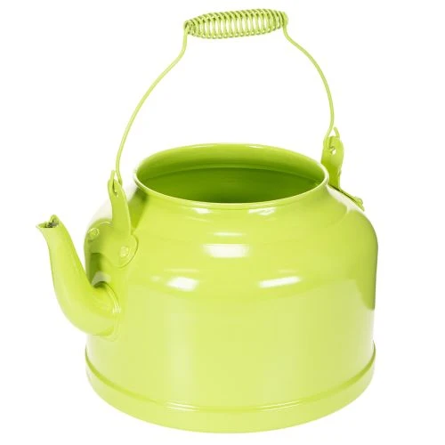 Dekoratívna kovová kanvica na čaj, jablkovo zelená - kvetináč - Ø20cm V15cm - všestranná záhradná dekorácia a nápad na darček kúpiť | Floristik24.sk