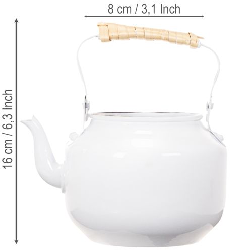 Dekoratívna kanvica na čaj, kvetináč, kov, biela, shabby chic, Ø8,6 cm, V16 cm, vintage dekoratívny kvetináč | Floristik24.sk