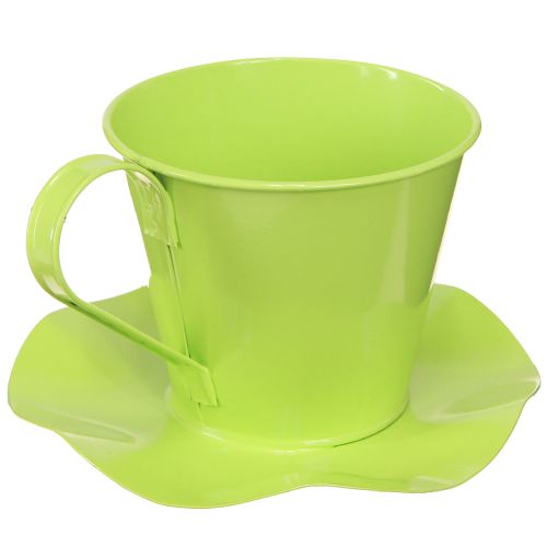 položky Ozdobná šálka na čaj kovová s tanierikom svetlozelená Ø12 V10cm 8 ks