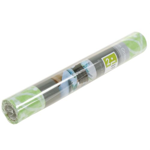 Floristik24 Ozdobná obrúčka na stôl s kvetmi svetlozelenej farby 30cm x 300cm