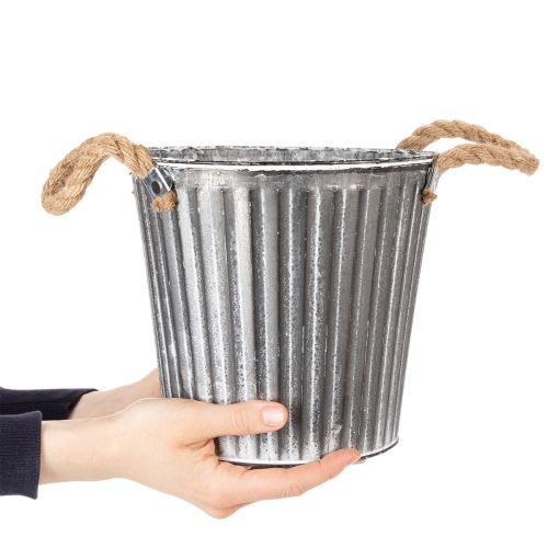 Dekoratívny kvetináč na výsadbu, kovový kvetináč s rúčkami, kovová dekorácia shabby chic Ø21,5 cm | Floristik24.sk