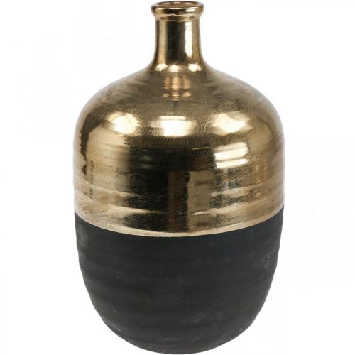 Dekoratívna váza čierna/zlatá keramická váza veľká Ø21cm H37,5cm