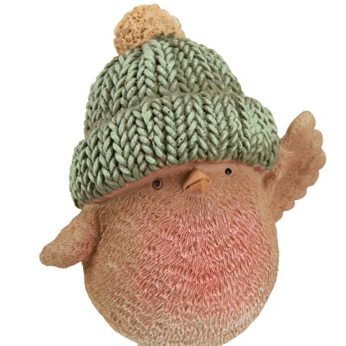 položky Dekoračný vtáčik s klobúkom zimná dekorácia modrá zelená H18cm 2 ks