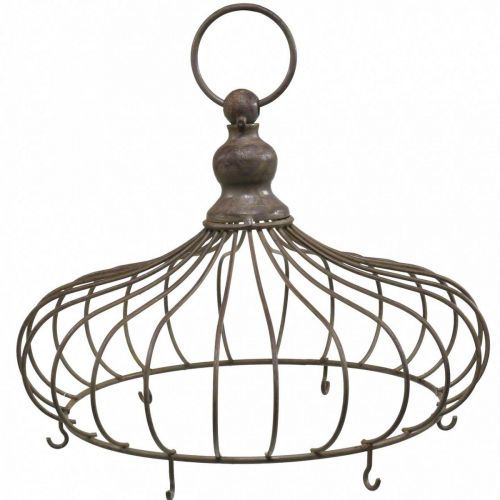 Ozdobná korunka na zavesenie kovová korunka starožitná 6 háčikov Ø28cm