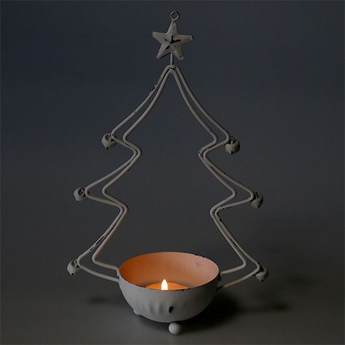 položky Ozdobný stromček s miskou na čajovú sviečku biela 25cm 2ks