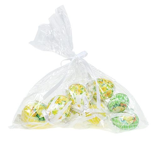 Floristik24 Ozdobné vajíčka na zavesenie žltozelené 5-8cm 8ks