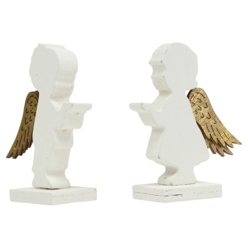 Floristik24 Deko anjel biely so zlatými krídelkami 8,5cm 8ks