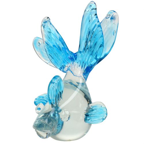 Floristik24 Ozdobná ryba z číreho skla, modrá 15cm