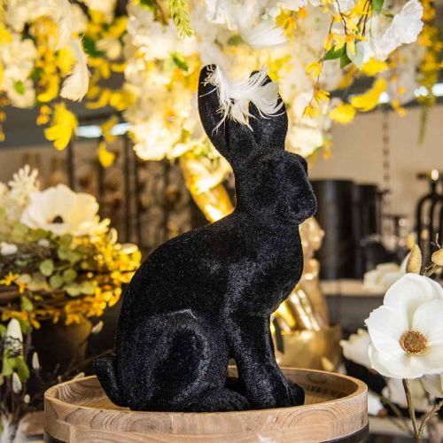 položky Veľká dekorácia veľkonočného zajačika Čierna vločkovaná keramika V42,5 cm