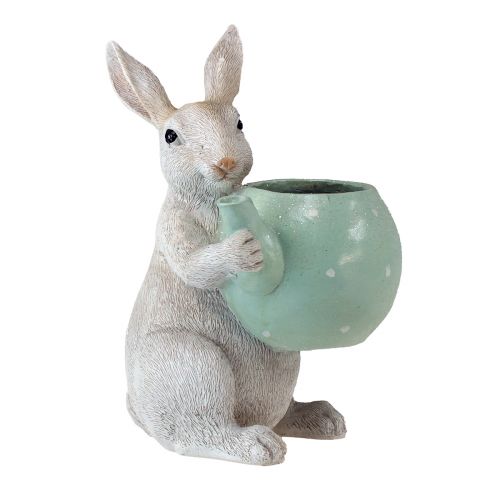 Dekoračný králik s čajníkom dekoračná figúrka stolová dekorácia Veľká noc V22,5cm