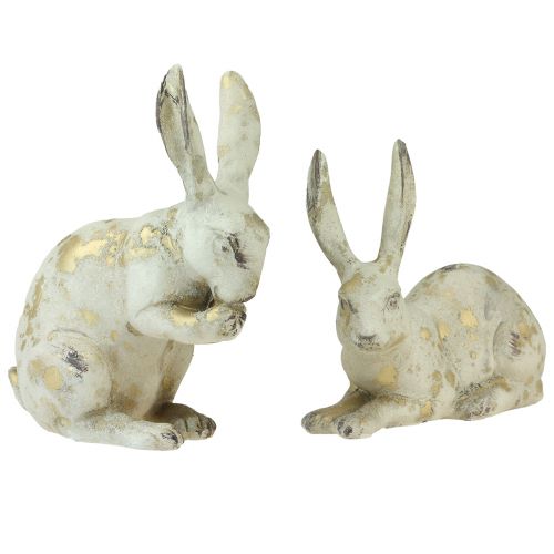 položky Dekoračné králiky sediace stojace biele zlato V12,5x16,5cm 2ks