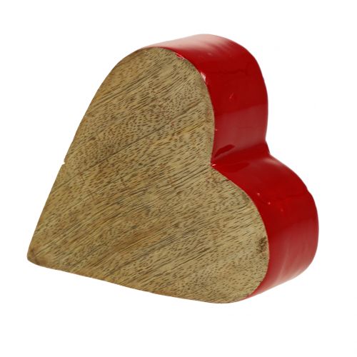 Ozdobné srdce drevo červené, prírodné 11cm x 9,5cm