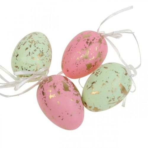Floristik24 Deco veľkonočné vajíčka na zavesenie ružové/zelené/zlaté veľkonočné ozdoby 12 kusov