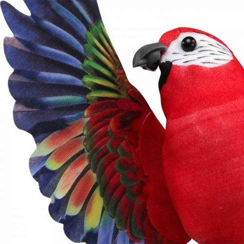 položky Kvetinová zátka vtáčik, deco papagáj červená žltá 28×19cm 2ks