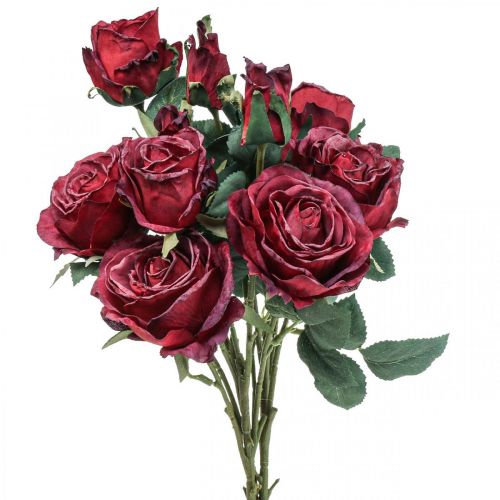 Deko ruže červené umelé ruže hodvábne kvety 50cm 3ks