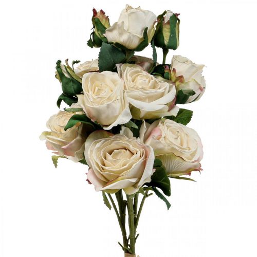 Floristik24 Deco Roses krémové umelé ruže hodvábne kvety 50cm 3ks
