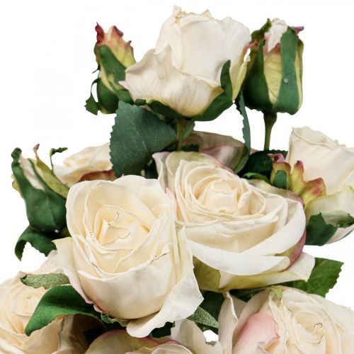 položky Deco Roses krémové umelé ruže hodvábne kvety 50cm 3ks