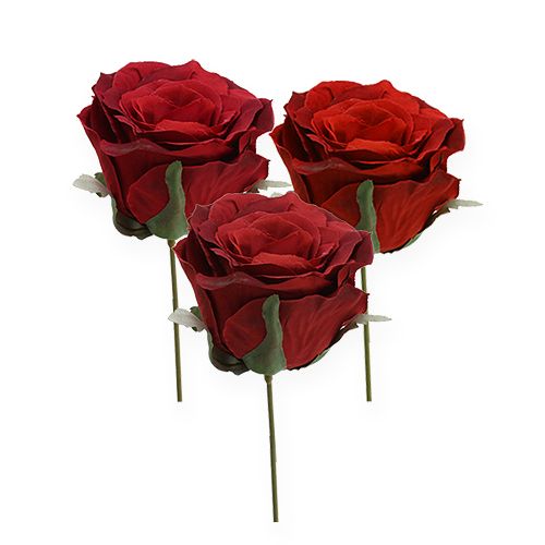 Floristik24 Deko hlavička ruže červená Ø9cm 6ks