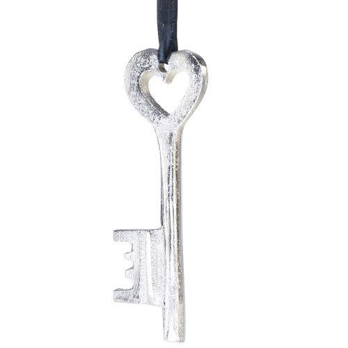 položky Ozdobný vešiak na kľúče dekoratívny kovový strieborný 4x11cm 6ks