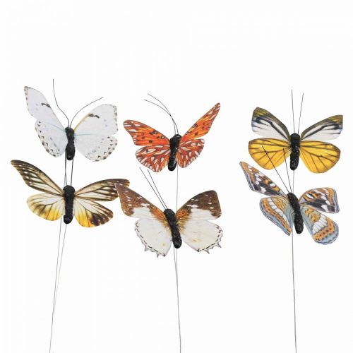 Floristik24 Deko motýlik na drôte farebná jarná dekorácia 8cm 12ks