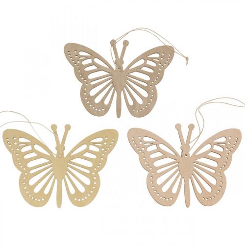 Floristik24 Deco motýliky deko vešiak béžová/ružová/žltá 12cm 12ks