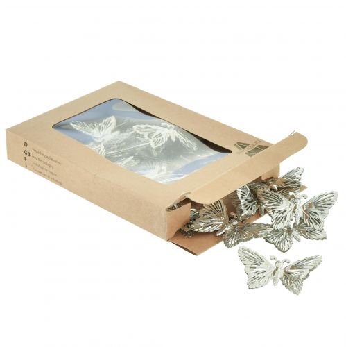 položky Ozdobné motýliky kovová závesná dekorácia strieborná 5cm 30 ks