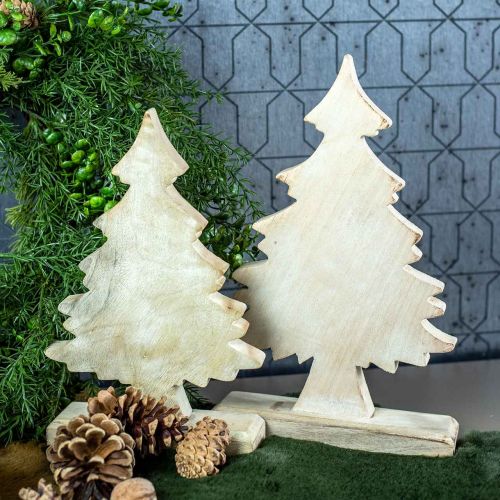 položky Dekoračný vianočný stromček drevené umývané biele Stolová dekorácia Advent 32×20×5,5cm