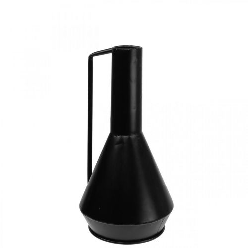 Dekoratívna váza kovová čierna rúčka dekoračný džbán 14cm V28,5cm