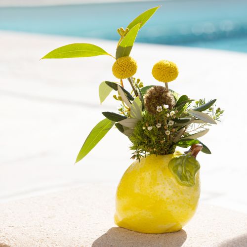 položky Dekoratívna váza citrónová keramická oválna žltá 11cm×9,5cm×10,5cm