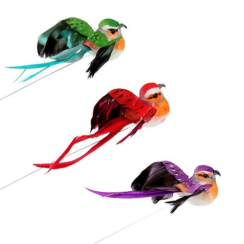 položky Deco vtáčik vo farbe asst.12cm 9ks