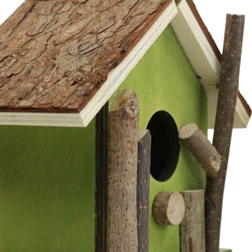 položky Ozdobná vtáčia búdka drevená dekoračná búdka zelená prírodná H14,5cm sada 2 ks