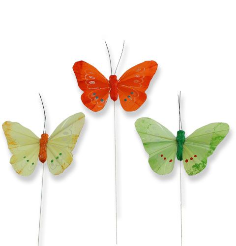 Floristik24 Deko motýle na drôte viacfarebné 8 cm