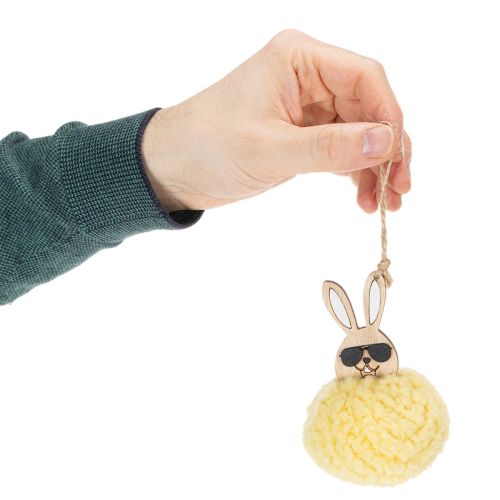 položky Veľkonočná dekorácia zajačika na zavesenie, Nadýchaný zajačik, žltý, Ø7cm, 6 kusov