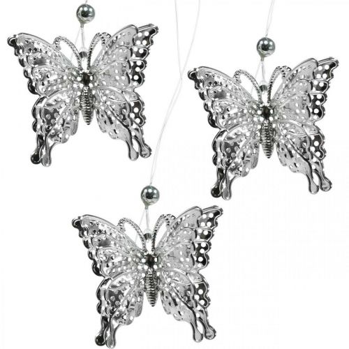 Floristik24 Ozdobný prívesok motýľ, svadobná dekorácia, kovový motýľ, pružina 6ks