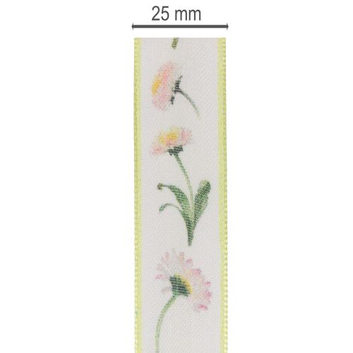 Darčeková stuha s kvetinovým vzorom Bellis na výrobu a balenie, 25 mm x 20 m | Floristik24.sk