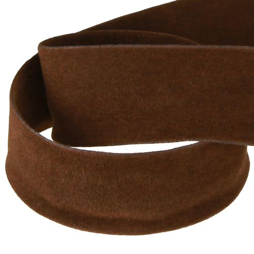 Floristik24 Dekoratívna stuha hnedá zamatová stuha šperková stuha 25 mm 7 m