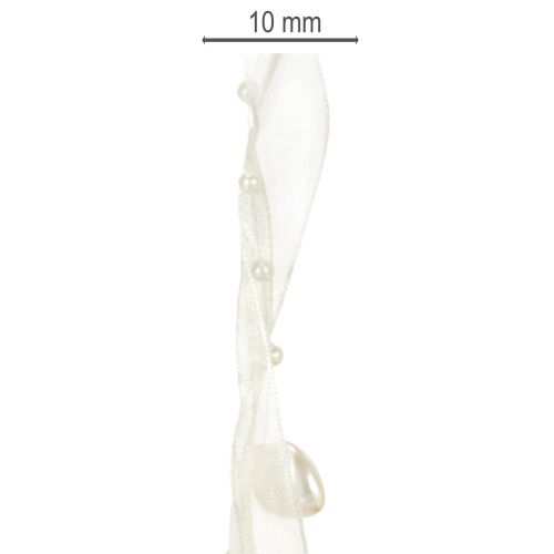 položky Dekoratívna stuha, krémová, srdiečka, perly, svadobná dekorácia, 10 mm, 5 m