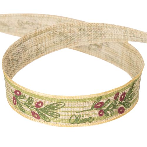 položky Darčeková stuha s olivovou ratolesťou a elegantnými vetvičkami a olivami 1,5 cm 15 m