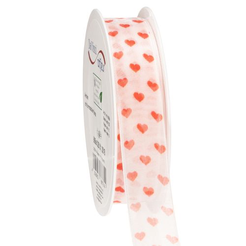 Darčeková stuha so srdiečkami, ideálna na kreatívne balenie a osobné darčeky, šírka 2,5 cm, dĺžka 15 m