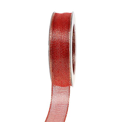 Deko stuha s lurexovými pruhmi červená 25mm 20m kúpiť | Floristik24.sk