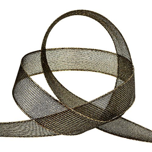 Deko stuha s lurexovými pruhmi čierna 25mm 20m | Floristik24.sk