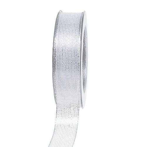 Deko stuha s lurexovými prúžkami strieborná 25mm 20m kúpiť | Floristik24.sk